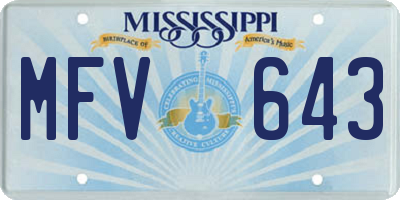 MS license plate MFV643