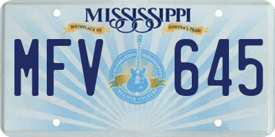 MS license plate MFV645