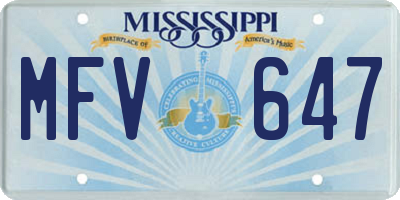 MS license plate MFV647