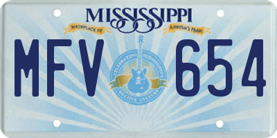 MS license plate MFV654