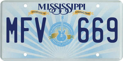 MS license plate MFV669