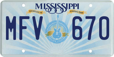 MS license plate MFV670