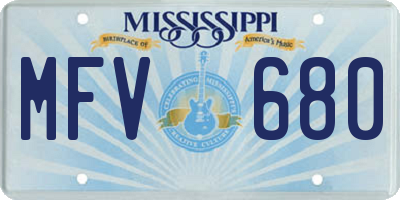 MS license plate MFV680
