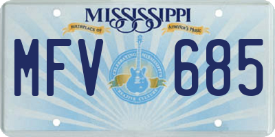 MS license plate MFV685