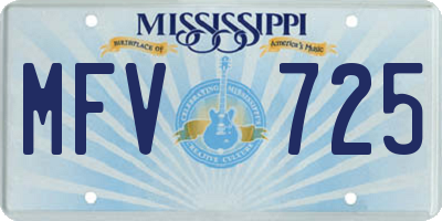 MS license plate MFV725
