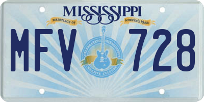 MS license plate MFV728