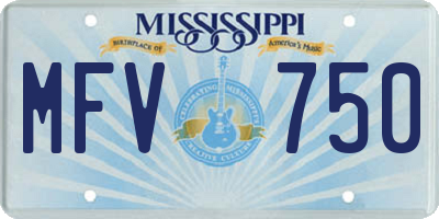 MS license plate MFV750