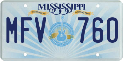 MS license plate MFV760