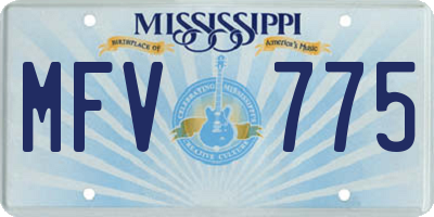 MS license plate MFV775
