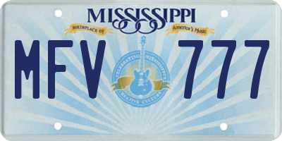 MS license plate MFV777