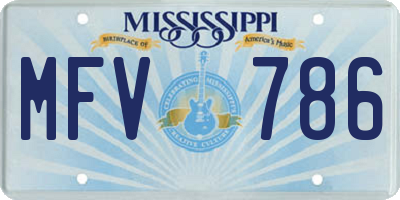 MS license plate MFV786