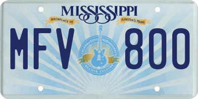 MS license plate MFV800
