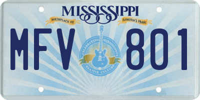 MS license plate MFV801
