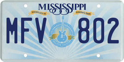 MS license plate MFV802
