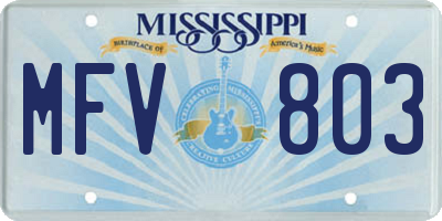 MS license plate MFV803