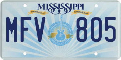MS license plate MFV805