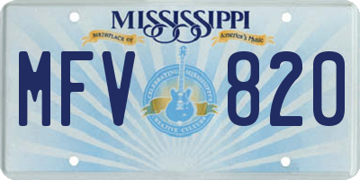MS license plate MFV820