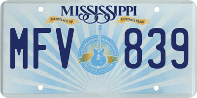 MS license plate MFV839