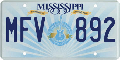 MS license plate MFV892