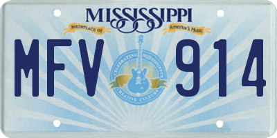 MS license plate MFV914
