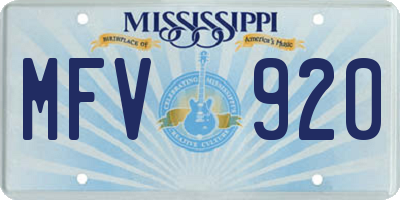 MS license plate MFV920