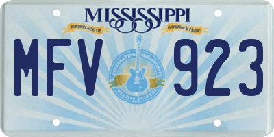 MS license plate MFV923