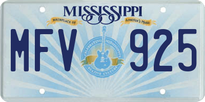 MS license plate MFV925