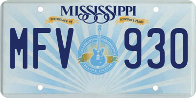MS license plate MFV930