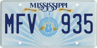 MS license plate MFV935