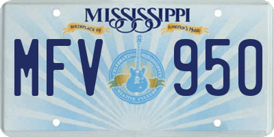 MS license plate MFV950