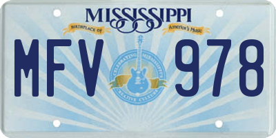 MS license plate MFV978