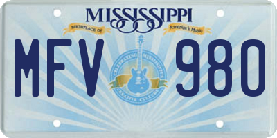 MS license plate MFV980