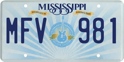 MS license plate MFV981