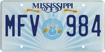 MS license plate MFV984