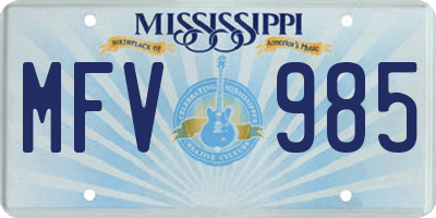 MS license plate MFV985