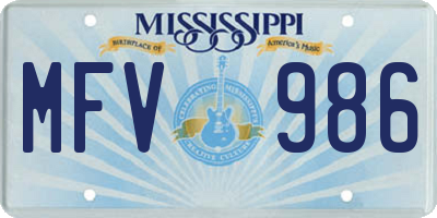 MS license plate MFV986