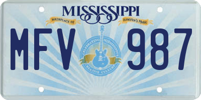 MS license plate MFV987