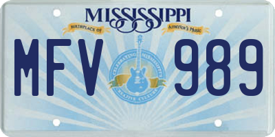 MS license plate MFV989