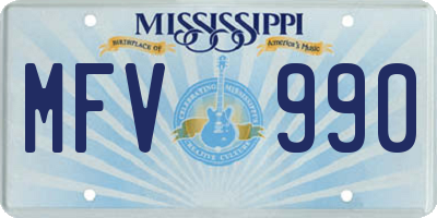 MS license plate MFV990