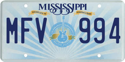 MS license plate MFV994
