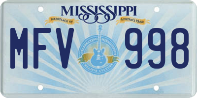 MS license plate MFV998