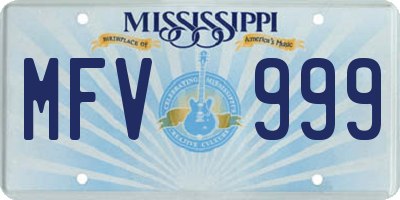 MS license plate MFV999