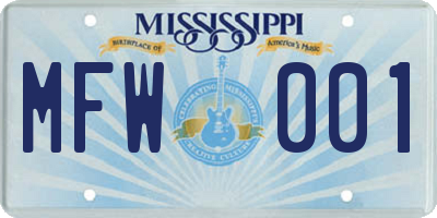 MS license plate MFW001