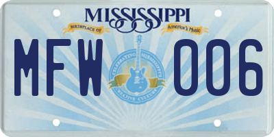 MS license plate MFW006