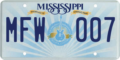 MS license plate MFW007
