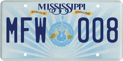 MS license plate MFW008