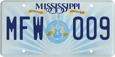 MS license plate MFW009