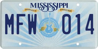 MS license plate MFW014
