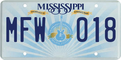 MS license plate MFW018