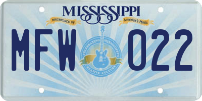 MS license plate MFW022